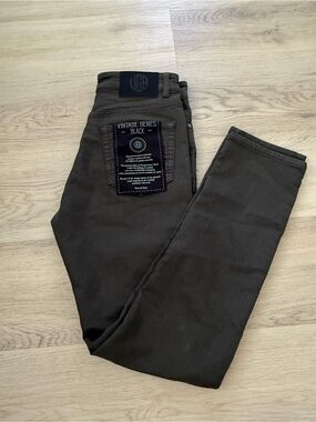 NWT VINTAGE GENES BLACK Men's Charcoal Slim Fit French Terry Denim Jeans 28Wx30L
